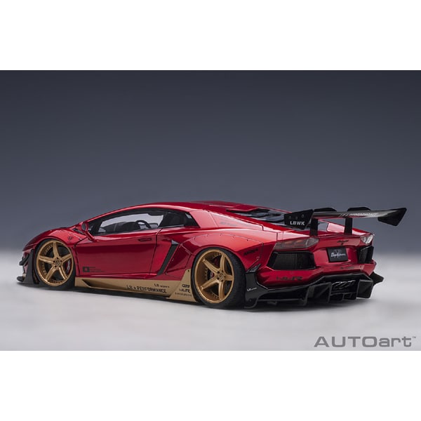 Cargue la imagen en el visor de la galería, AUTOart 79182 1/18 Liberty Walk LB-WORKS Lamborghini Aventador Edición Limitada Acentos Hyper Rojo/Dorado Diecast
