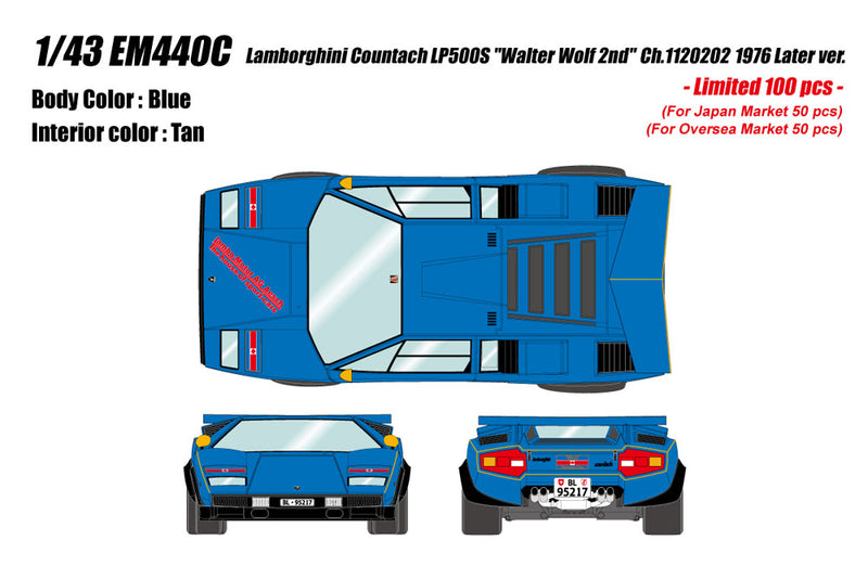 Carica immagine in Galleria Viewer, Pre-Order EIDOLON EM440C Lamborghini Countach LP500S Walter Wolf 2nd Ch.1120202 1976 Later ver. Limited 100pcs
