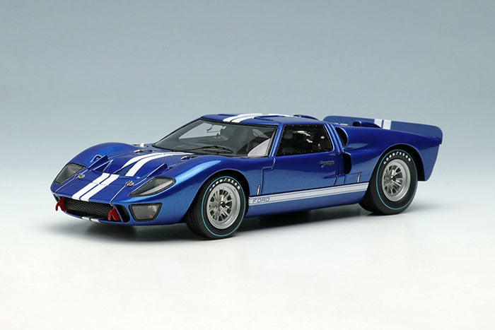 Chargez l&#39;image dans la visionneuse de la galerie, EIDOLON EM478A Ford GT40 Mk.II Street ver. 1966 Bleu Métallisé / Rayure Blanche Limitée 120pcs
