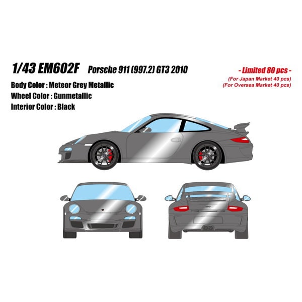 Pre-Order EIDOLON EM602F Porsche 911 (997.2) GT3 2010 Meteor Grey Metallic Limited 80pcs 1/43