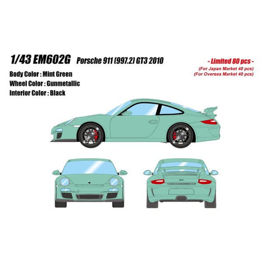 Précommande EIDOLON EM602G Porsche 911 (997.2) GT3 2010 Vert Menthe Limité 80pcs 1/43