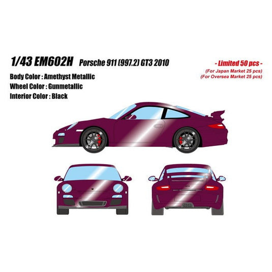 Pre-Order EIDOLON EM602H Porsche 911 (997.2) GT3 2010 Amethyst Metallic Limited 50pcs 1/43