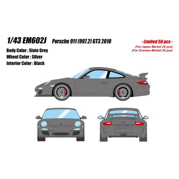 Reserva EIDOLON EM602J Porsche 911 (997.2) GT3 2010 Gris pizarra Limited 50 piezas 1/43