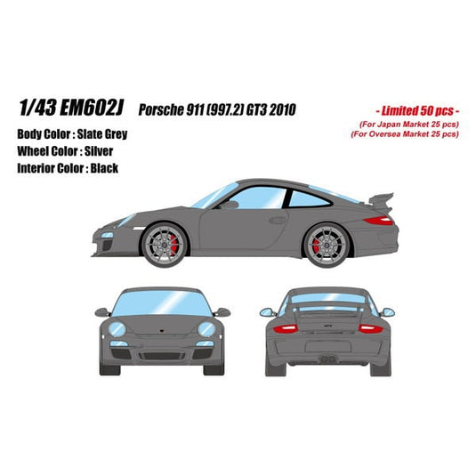 Pre-Order EIDOLON EM602J Porsche 911 (997.2) GT3 2010 Slate Grey Limited 50pcs 1/43