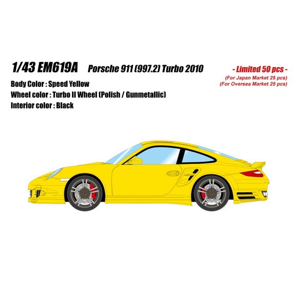 Précommande EIDOLON EM619A Porsche 911 (997.2) Turbo 2010 Speed ​​Yellow Limited 50pcs 1/43