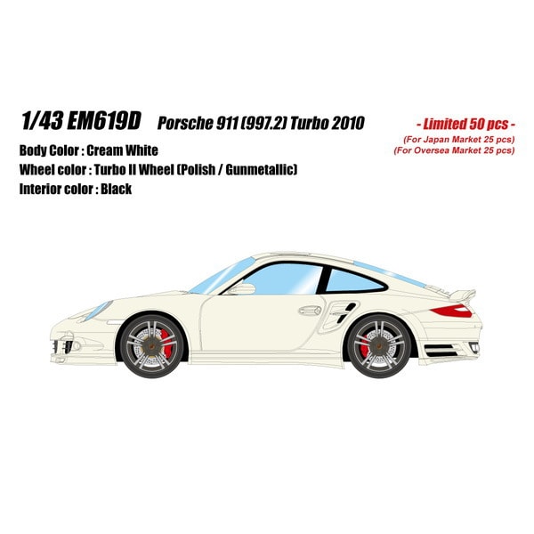 Pre-Order EIDOLON EM619D Porsche 911 (997.2) Turbo 2010 Cream White Limited 50pcs 1/43