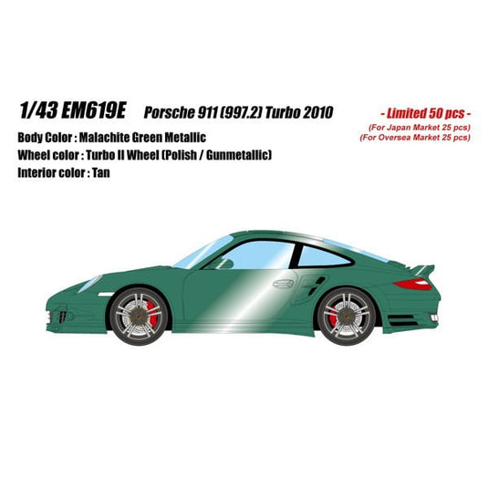 Pre-Order EIDOLON EM619E Porsche 911 (997.2) Turbo 2010 Malachite Green Metallic Limited 50pcs 1/43