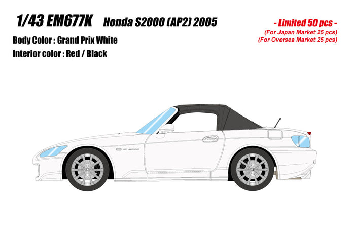 Reserva EIDOLON EM677K Honda S2000 (AP2) 2005 Grand Prix White Limited 50 piezas 1/43