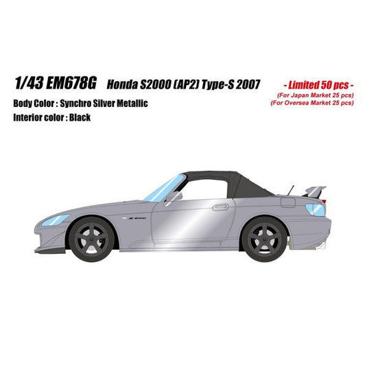 Pre-Order EIDOLON EM678G Honda S2000 (AP2) Type S 2007 Synchro Silver Metallic Limited 50pcs 1/43