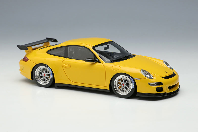 Chargez l&#39;image dans la visionneuse de la galerie, EIDOLON EM710E 1/43 Porsche 911 997 GT3 RS BBS Cup Wheel 2007 Speed ​​Jaune Résine
