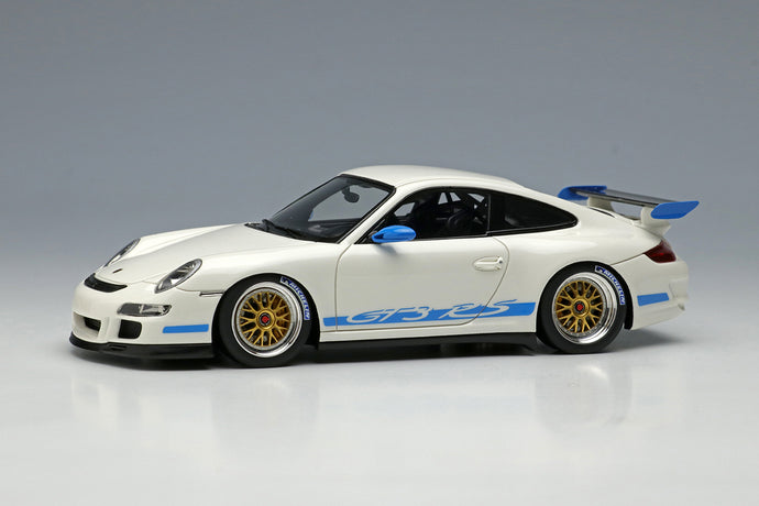 EIDOLON EM711C 1/43 Porsche 911 997 GT3 RS 2007 BBS LM Wheel White/Blue Livery Diecast