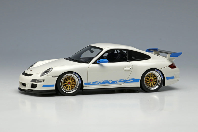 Laden Sie das Bild in Galerie -Viewer, EIDOLON EM711C 1/43 Porsche 911 997 GT3 RS 2007 BBS LM Wheel White/Blue Livery Diecast
