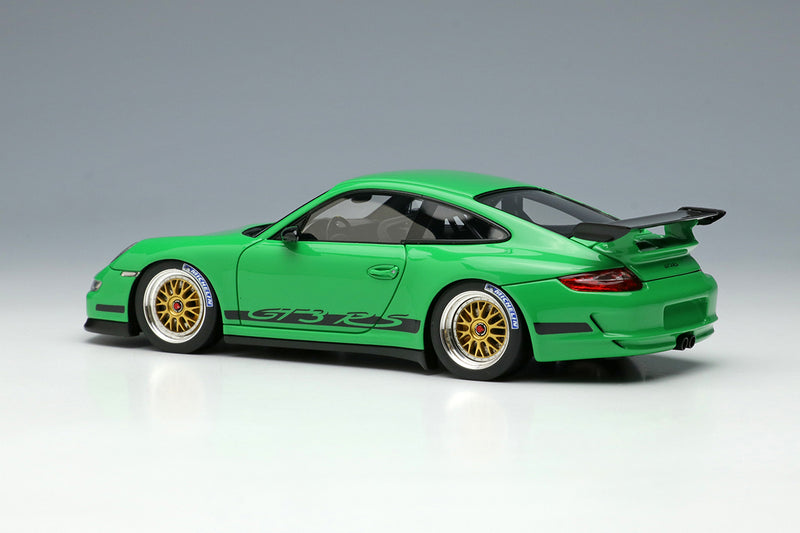 Cargue la imagen en el visor de la galería, EIDOLON EM711D 1/43 Porsche 911 997 GT3 RS 2007 BBS LM Rueda Verde/Negro Librea Resina
