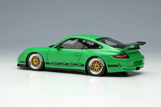 EIDOLON EM711D 1/43 Porsche 911 997 GT3 RS 2007 BBS LM Wheel Green/Black Livery Resin