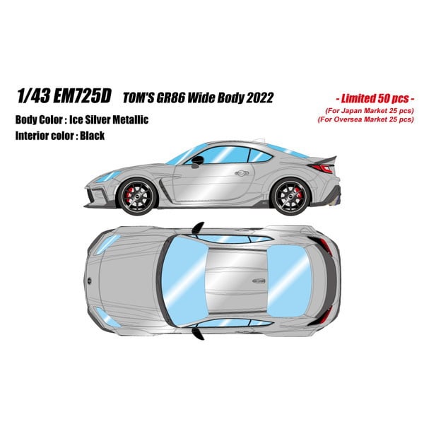 Précommande EIDOLON EM725D TOM'S GR86 Wide Body 2022 Ice Silver Metallic Limited 50pcs 1/43