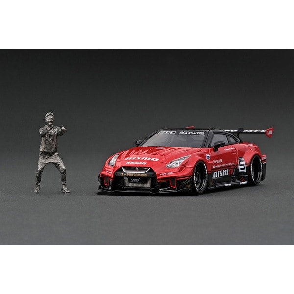 Chargez l&#39;image dans la visionneuse de la galerie, Modèle d&#39;allumage IG2731 1/43 LB Silhouette Works GT Nissan 35GT-RR Rouge/Noir avec M. Kato [Résine moulée]
