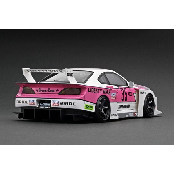 Cargue la imagen en el visor de la galería, Modelo de encendido IG2921 1/18 LB Super Silhouette S15 Silvia Blanco/Rosa [Resin Cast]
