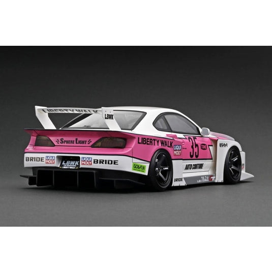 Modelo de encendido IG2921 1/18 LB Super Silhouette S15 Silvia Blanco/Rosa [Resin Cast]