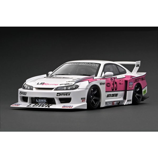 Ignition model IG2921 1/18 LB Super Silhouette S15 Silvia White/Pink [Resin Cast]