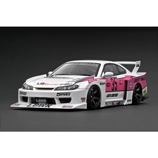 Modelo de encendido IG2921 1/18 LB Super Silhouette S15 Silvia Blanco/Rosa [Resin Cast]