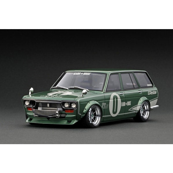 Cargue la imagen en el visor de la galería, Modelo de encendido IG3148 1/18 Datsun Bluebird 510 Wagon Green Metallic con Mr. Jun Imai [Resin Cast]
