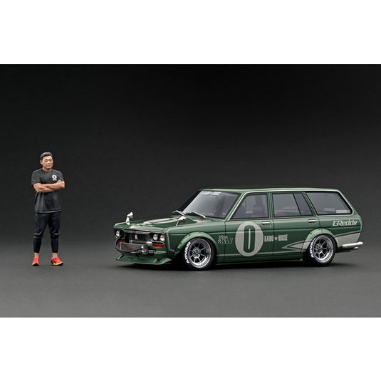 Modèle d'allumage IG3148 1/18 Datsun Bluebird 510 Wagon vert métallisé avec M. Jun Imai [moulée en résine]