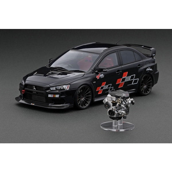 Laden Sie das Bild in Galerie -Viewer, Ignition model IG3212 1/18 Mitsubishi Lancer Evolution X CZ4A Black Metallic with Engine [Resin Cast]
