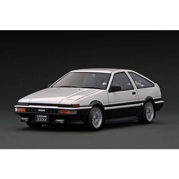 Cargue la imagen en el visor de la galería, Reserva el modelo de encendido IG3282 1/18 Toyota Sprinter Trueno 3Dr GT Apex AE86 Blanco/Negro Normal-Rueda [Resin Cast]
