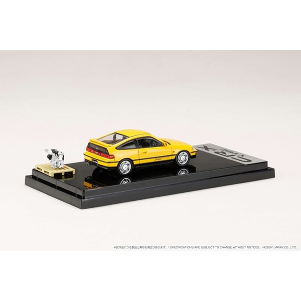 Chargez l&#39;image dans la visionneuse de la galerie, Hobby JAPAN HJ642005Y 1/64 Honda CR-X SiR EF8 1989 avec modèle d&#39;affichage du moteur jaune moulé sous pression
