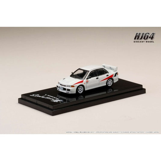 Pre-order Hobby JAPAN HJ642010CW 1/64 Mitsubishi Lancer RS EVOLUTION III with Rally Stripe Scotia White Diecast