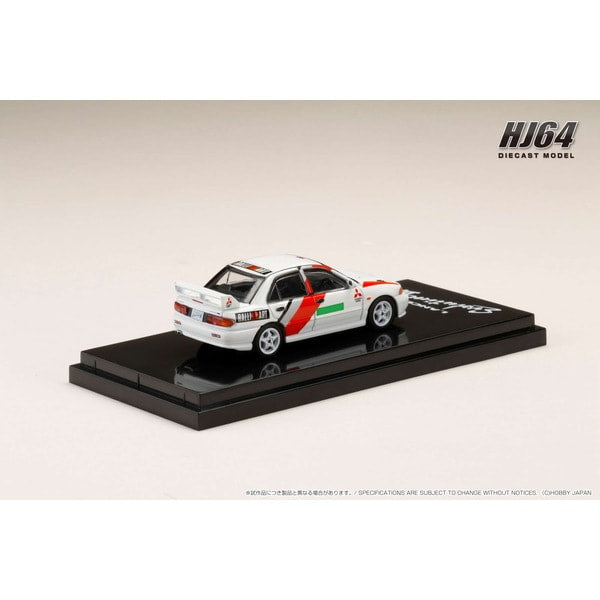 Cargue la imagen en el visor de la galería, Reserva Hobby JAPAN HJ642010DW 1/64 Mitsubishi Lancer RS ​​EVOLUTION III GR. Una promoción Scotia White Diecast
