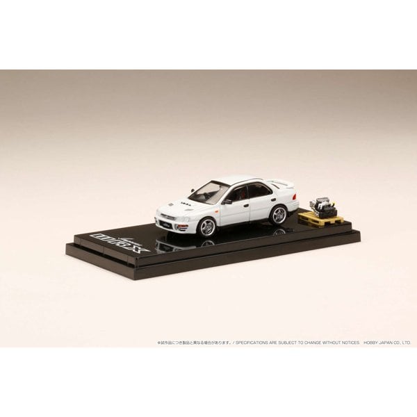 Hobby JAPAN HJ642013AW 1/64 Subaru Impreza WRX GC8 1992 avec modèle d'affichage du moteur, plume blanche moulée sous pression