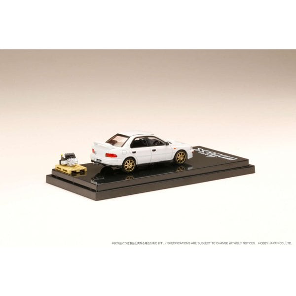 Cargue la imagen en el visor de la galería, Hobby JAPAN HJ642013BW 1/64 Subaru Impreza WRX GC8 1992 versión personalizada con pantalla de motor modelo pluma blanca Diecast
