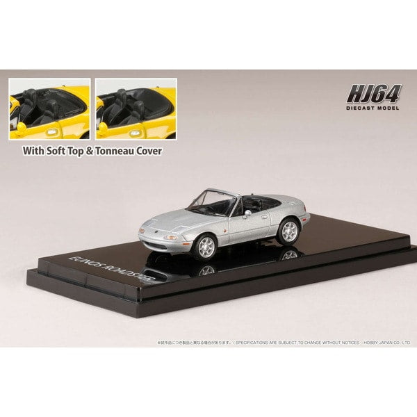 Hobby JAPAN HJ642025AS 1/64 Eunos Roadster NA6CE/Tonneau cubierta incluida piedra plateada metálica Diecast