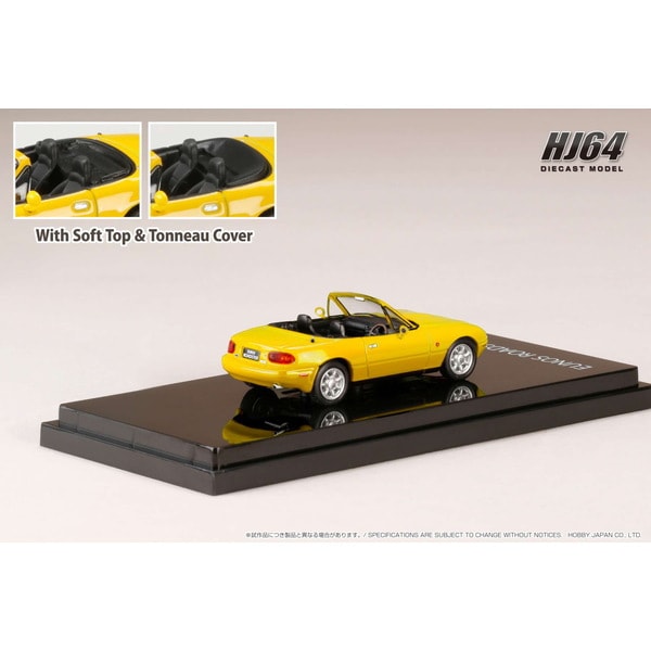 Laden Sie das Bild in Galerie -Viewer, Hobby JAPAN HJ642025BY 1/64 Eunos Roadster NA6CE J-LIMITED/Tonneau Cover Included Sunburst Yellow Diecast
