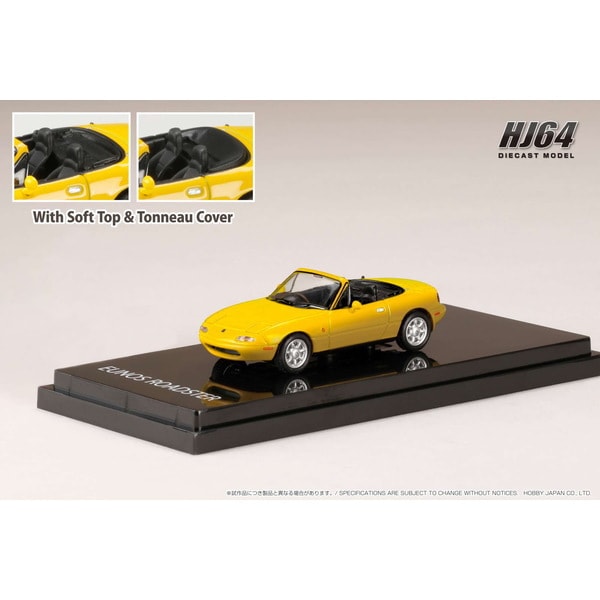 Load image into Gallery viewer, Hobby JAPAN HJ642025BY 1/64 Eunos Roadster NA6CE J-LIMITED/Tonneau Cover Included Sunburst Yellow Diecast
