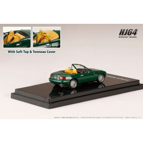 Cargue la imagen en el visor de la galería, Hobby JAPAN HJ643025BGR 1/64 Eunos Roadster NA6CE V-SPECIAL con ruedas opcionales genuinas/cubierta Tonneau Neo Green Diecast
