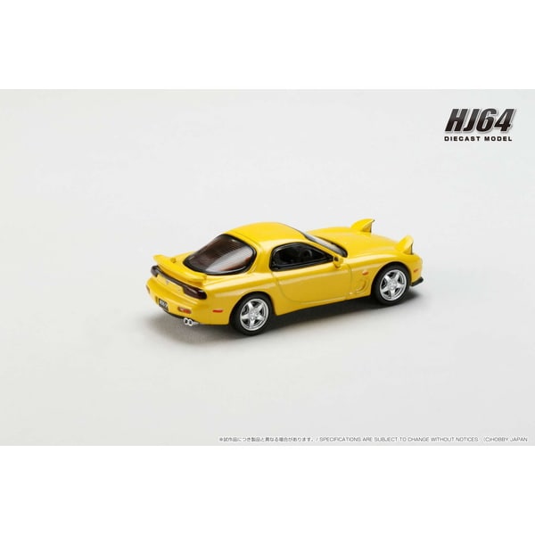 Carica immagine in Galleria Viewer, Hobby JAPAN HJ644007AYM 1/64 Amfini RX-7 FD3S TYPE RS Competition Yellow Mica Diecast
