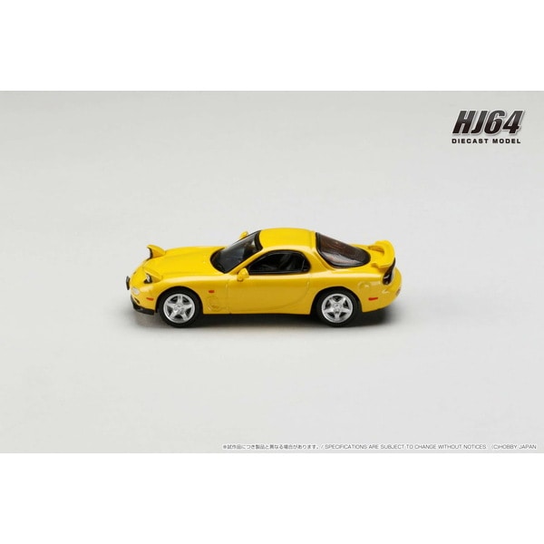 Chargez l&#39;image dans la visionneuse de la galerie, Hobby JAPON HJ644007AYM 1/64 Amfini RX-7 FD3S TYPE RS compétition jaune Mica moulé sous pression
