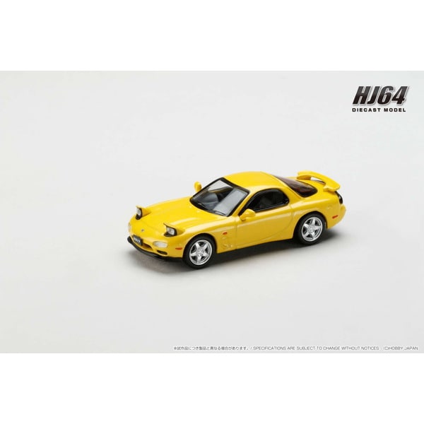 Hobby JAPAN HJ644007AYM 1/64 Amfini RX-7 FD3S TYPE RS Competition Yellow Mica Diecast