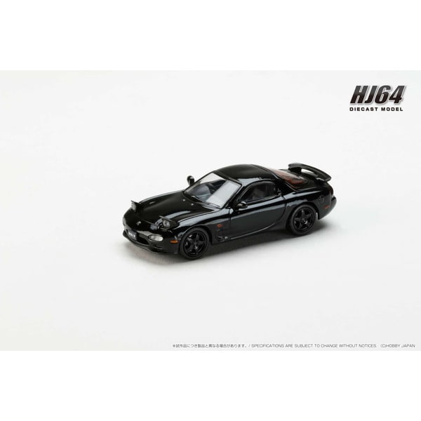 Load image into Gallery viewer, Hobby JAPAN HJ644007BBK 1/64 Mazda RX-7 FD3S TYPE RS-R/Rotary Engine 30th Anniversary Limited Brilliant Black Diecast
