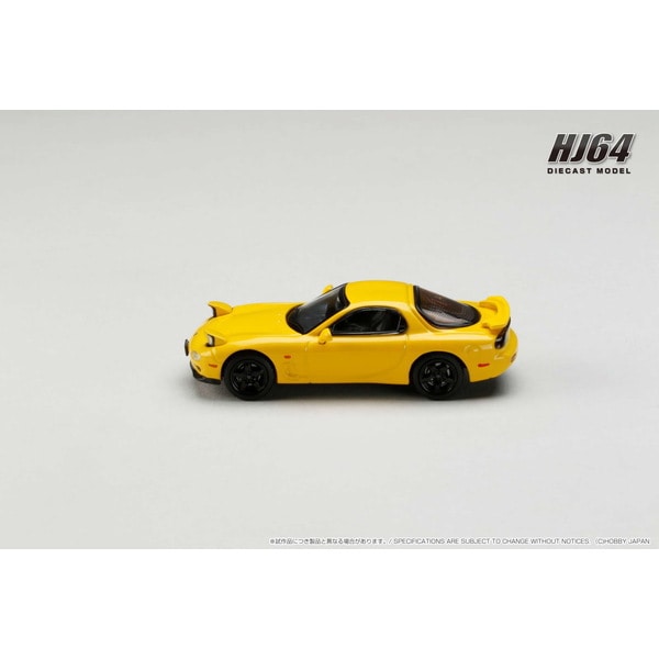 Load image into Gallery viewer, Hobby JAPAN HJ644007BY 1/64 Mazda RX-7 FD3S TYPE RS-R/Rotary Engine 30th Anniversary Limited Sunburst Yellow Diecast
