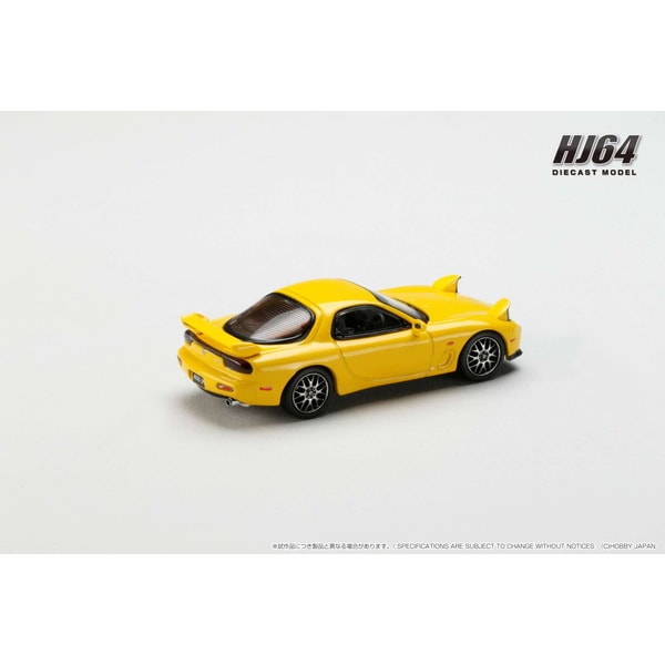 Chargez l&#39;image dans la visionneuse de la galerie, Hobby JAPON HJ644007CY 1/64 Amfini RX-7 FD3S TYPE RS Version personnalisée Sunburst jaune moulé sous pression
