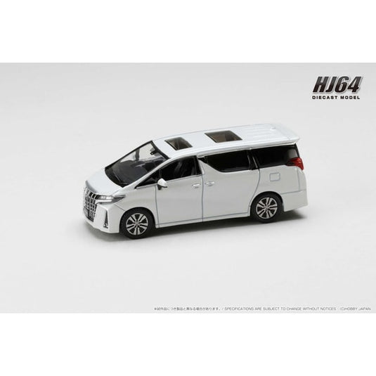 Pre-orden Hobby JAPAN HJ645012AW 1/64 Toyota Alphard H30W con techo solar blanco perla cristal brillo Diecast