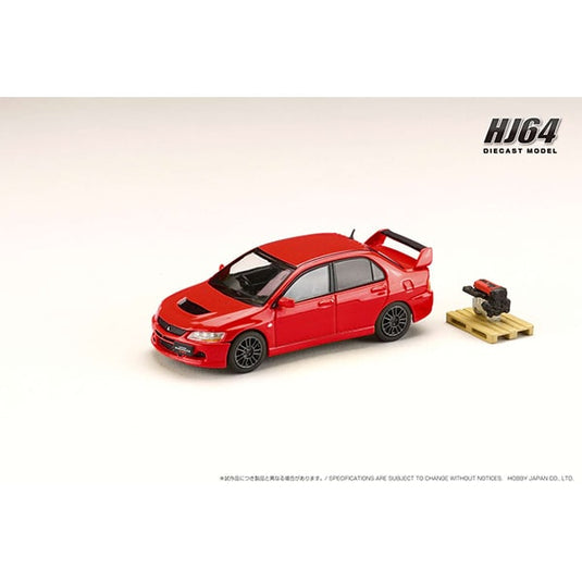 Hobby JAPAN HJ647054R 1/64 Mitsubishi Lancer GSR EVOLUTION 9 MR with Engine Display Model Red Solid Diecast