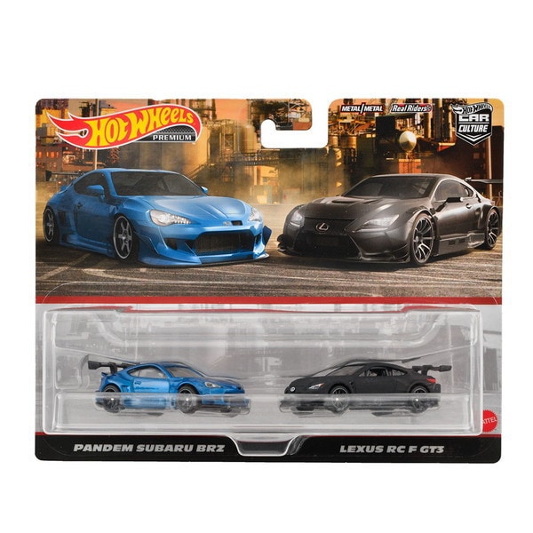 Mattel HKF51 Hot Wheels Premium 2-Pack featuring Pandem Subaru BRZ & Lexus RC F GT3 Die-Cast