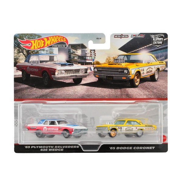 Load image into Gallery viewer, Mattel HKF56 Hot Wheels Premium 2-Pack featuring Plymouth Belvedere 426 Wedge &amp; &#39;65 Dodge Coronet Die-Cast
