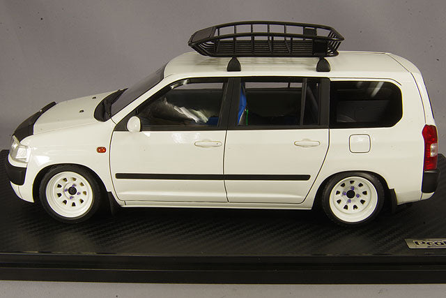 Chargez l&#39;image dans la visionneuse de la galerie, modèle d&#39;allumage 1/18 Toyota Probox GL (NCP51V) Blanc avec roues Diamond Racing 14 pouces (Blanc) IG1646
