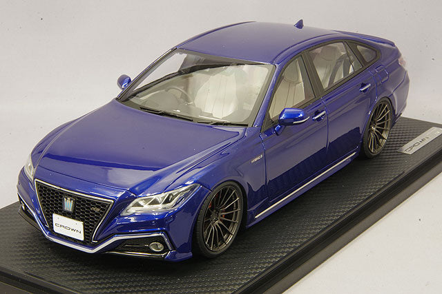 Chargez l&#39;image dans la visionneuse de la galerie, modèle d&#39;allumage 1/18 Toyota Crown (220) 3,5L RS Advance Bleu métallisé avec roues RS05RR 19 pouces (Gunmetal) IG1680
