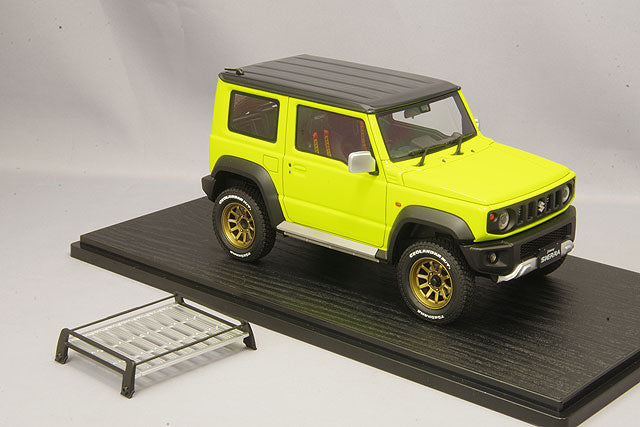 Chargez l&#39;image dans la visionneuse de la galerie, modèle d&#39;allumage 1/18 Suzuki Jimny Sierra JC (JB74W) jaune cinétique surélevé/noir avec roues à rayons 16 pouces (Bronze) IG1703
